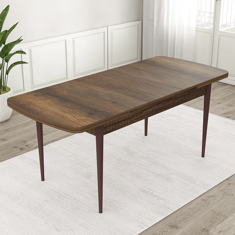 Elf Serisi 80x132 Açılabilir Barok Ahşap Desen Masa Takımı ve 4 Sandalye