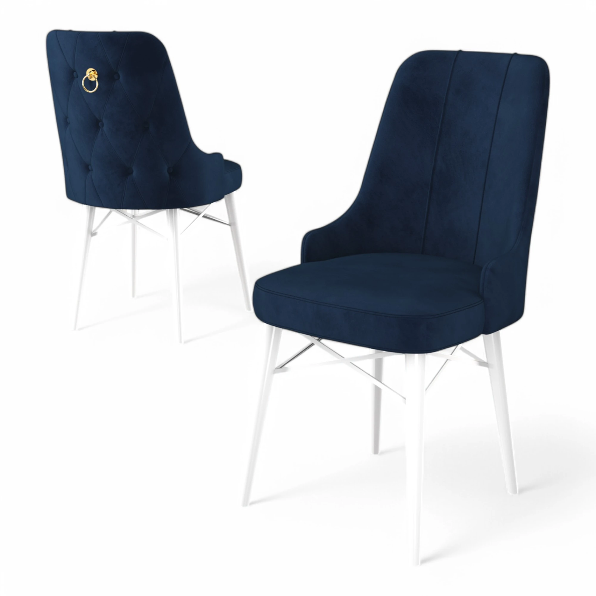 Lacivert Sandalye / Beyaz Metal Ayak