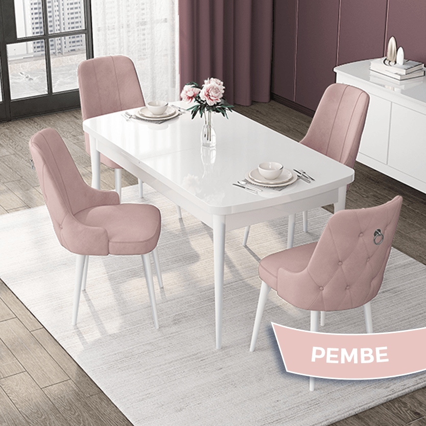 Sandalye pembe Renk beyaz masa