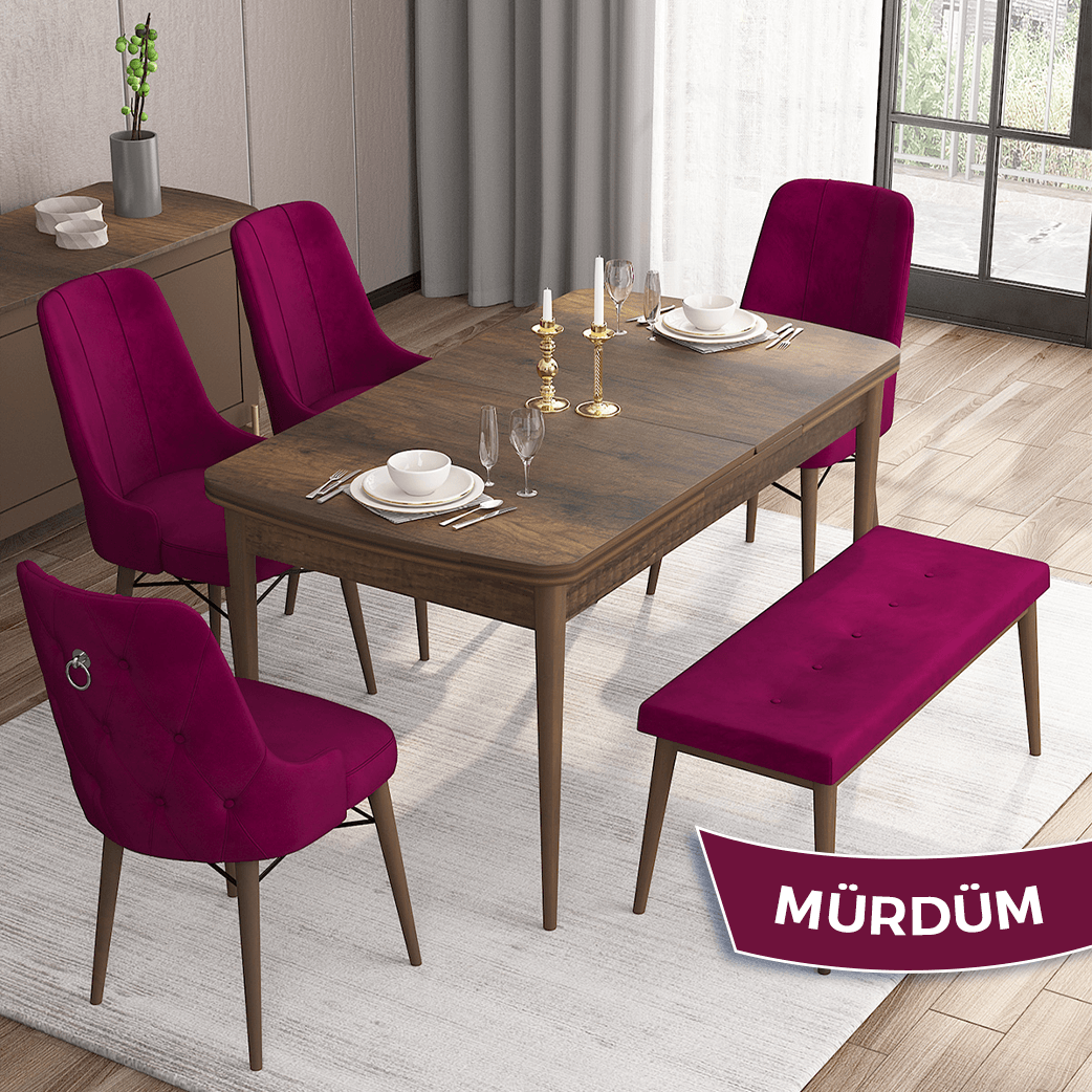 Mürdüm  Sandalye Barok Ahşap Desen Masa