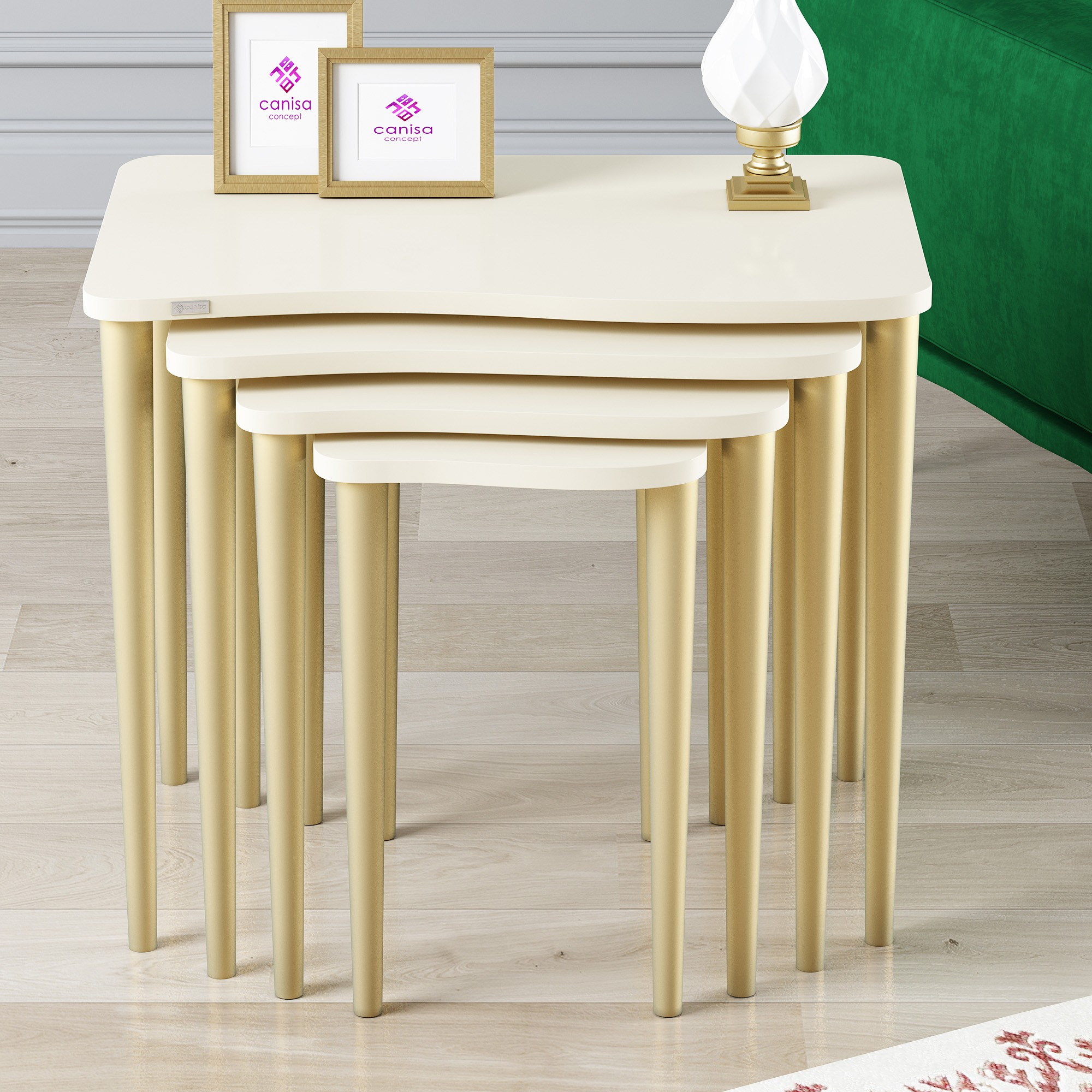 Krem Üst Tabla / Gold Ayak