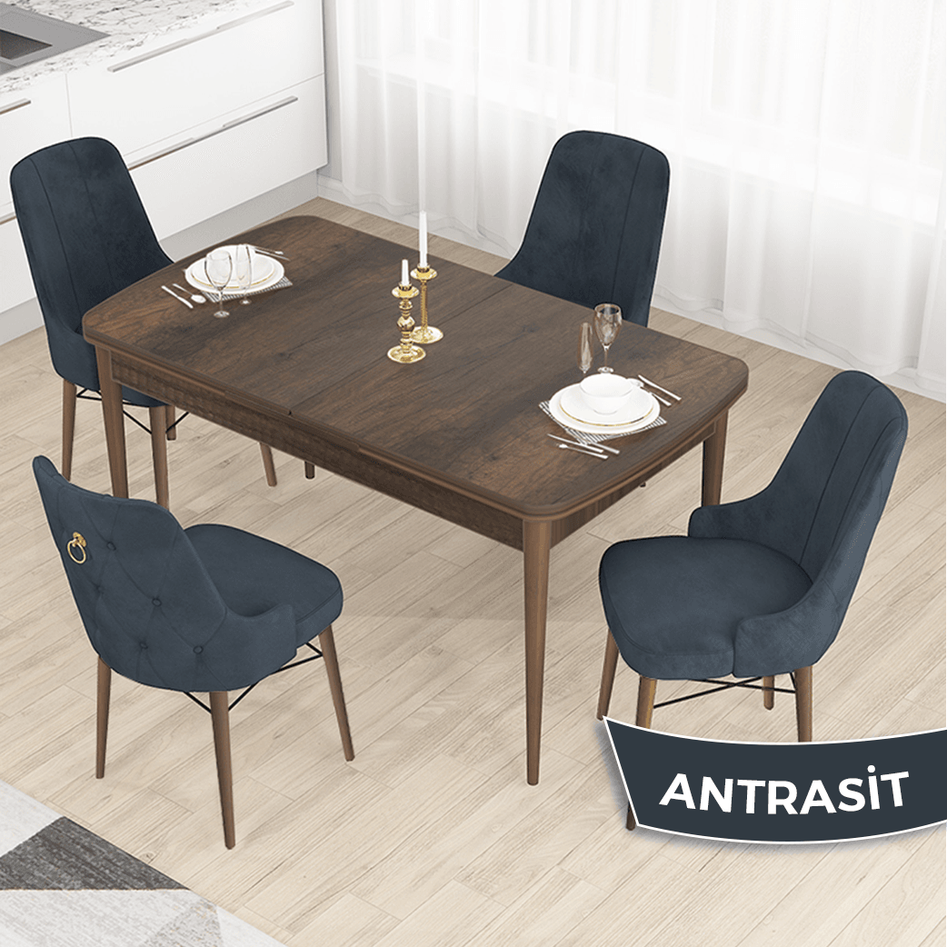 Antrasi̇t  Sandalye Barok Ahşap Desen Masa