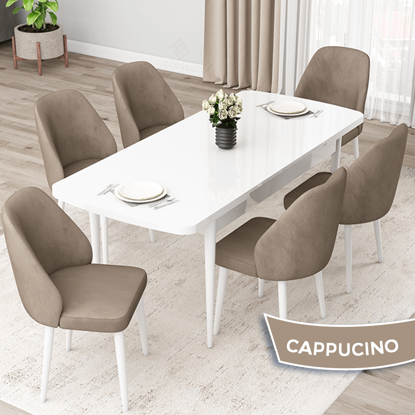 masa beyaz sandalyeler cappucıno