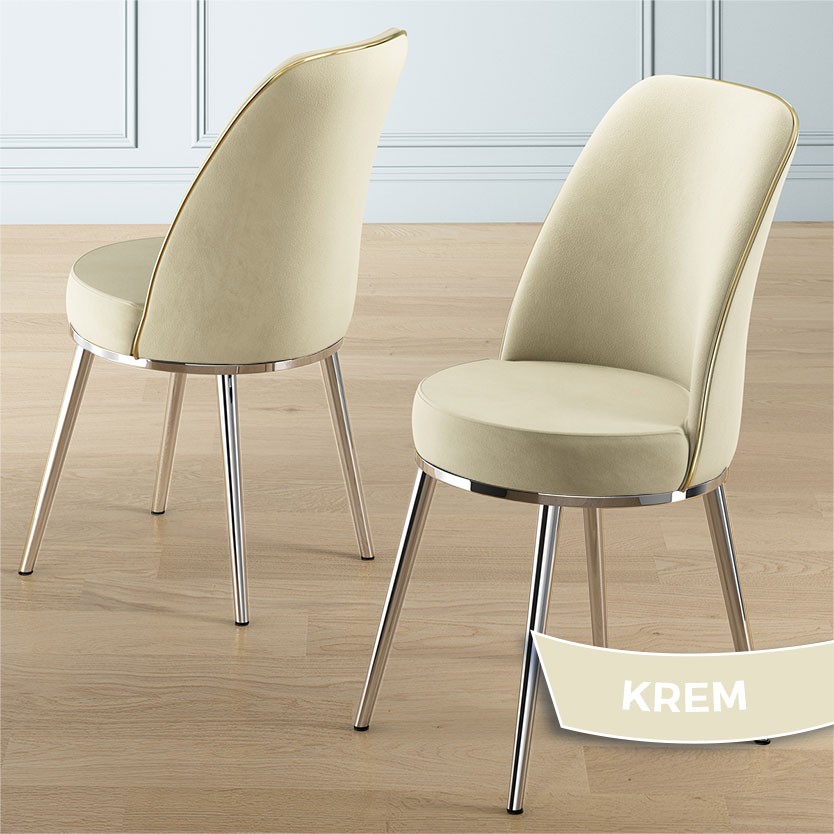 Nira Serisi 70x114 Mdf Açılabilir Beyaz Mutfak Masa Takımı 4 Sandalye Krom Detay