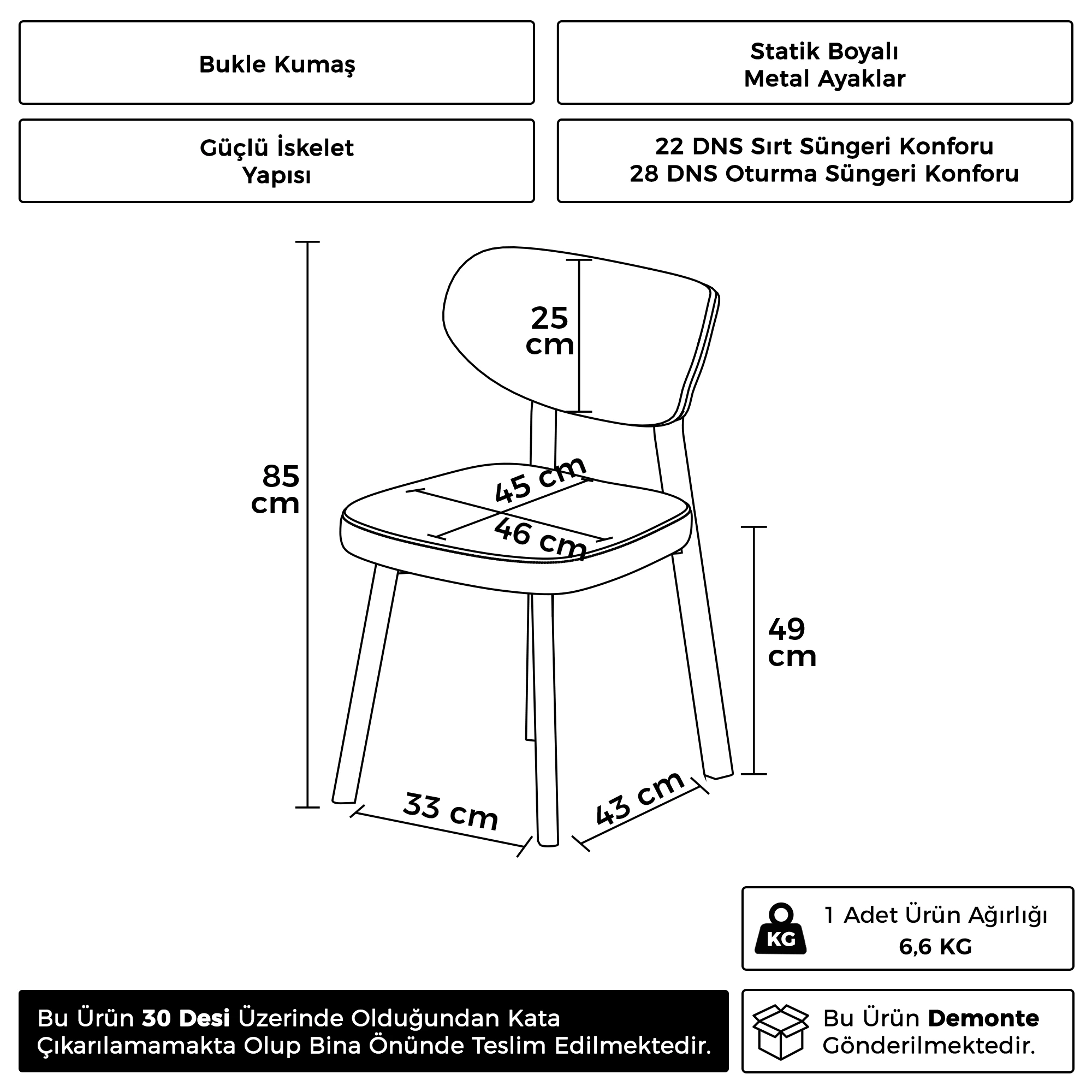 Axton Serisi Sabit Mdf 90x168 Siyah Mermer Desen Mutfak Masa Takımı 6 Sandalye