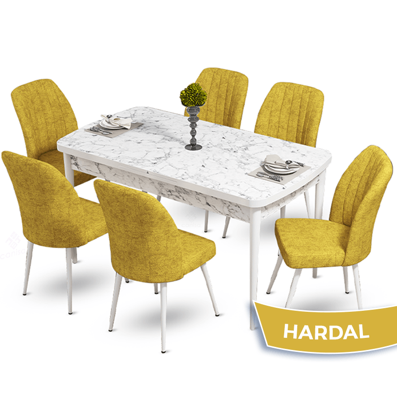 masa barok sandalyeler hardal sarısı