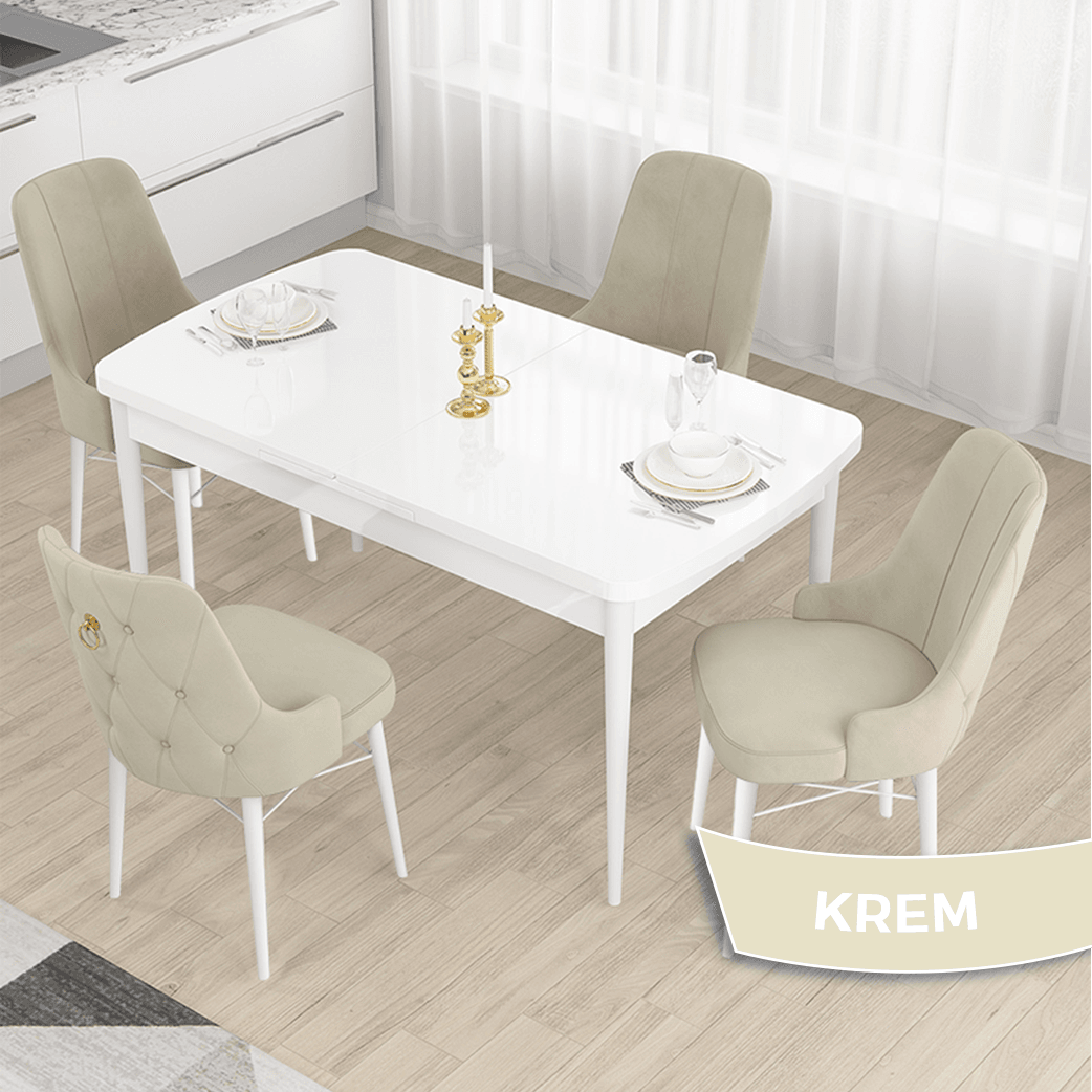Sandalye Krem Masa Beyaz