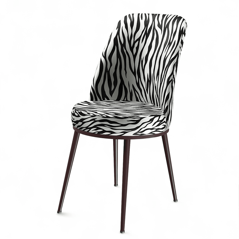 Zebra Desen Sandalye Kahverengi Metal Ayak