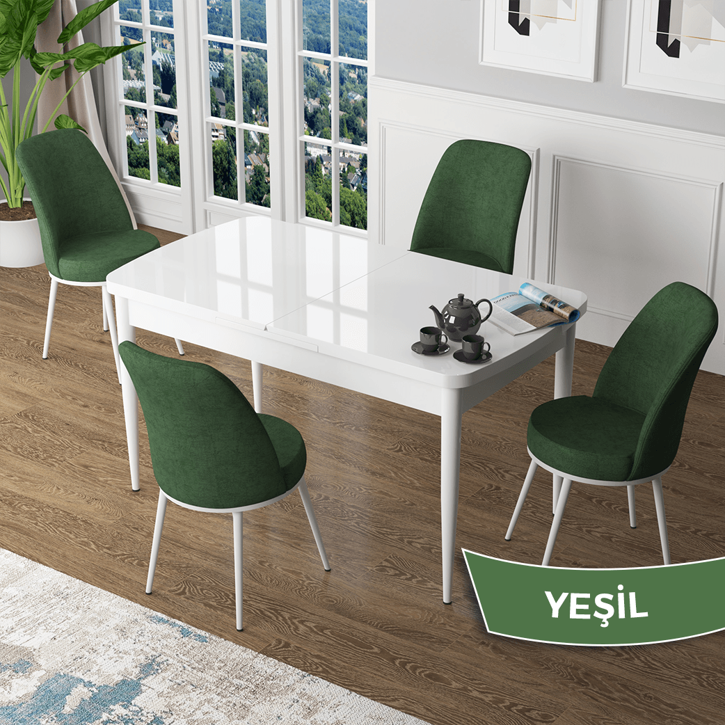 masa beyaz sandalyeler yeşi̇l