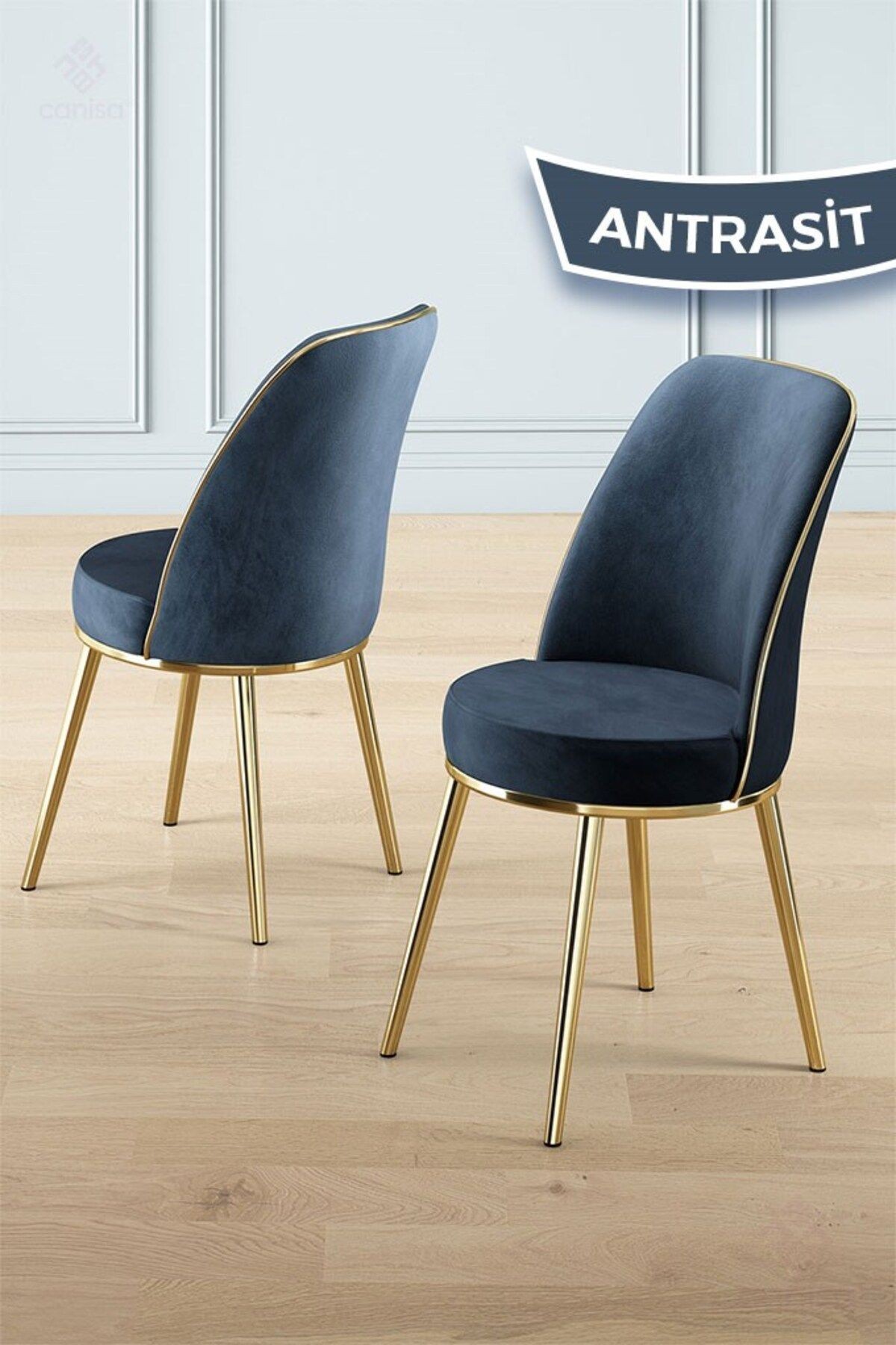 Vals Serisi 80x130 Lak Panel Beyaz Mermer Desen Masa ve 4 Sandalye Gold Kaplama Ayak