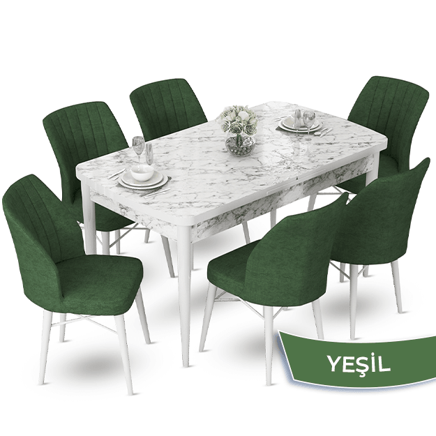 masa beyaz sandalyeler haki yeşili