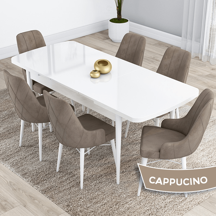 beyaz masa sandalye cappucino