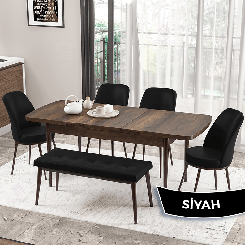 masa barok sandalye ve bench si̇yah
