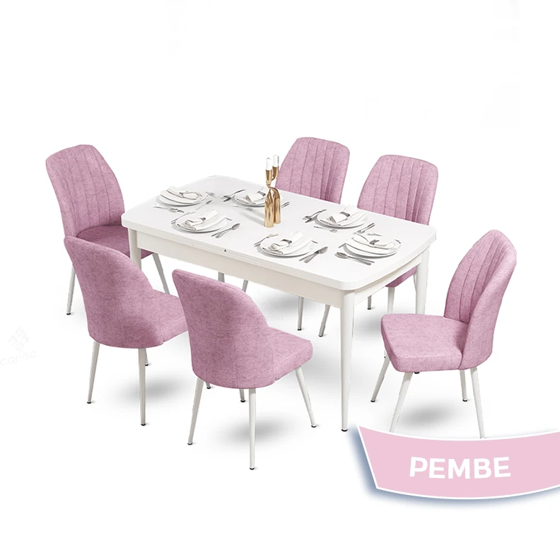 Beyaz Masa pembe sandalye
