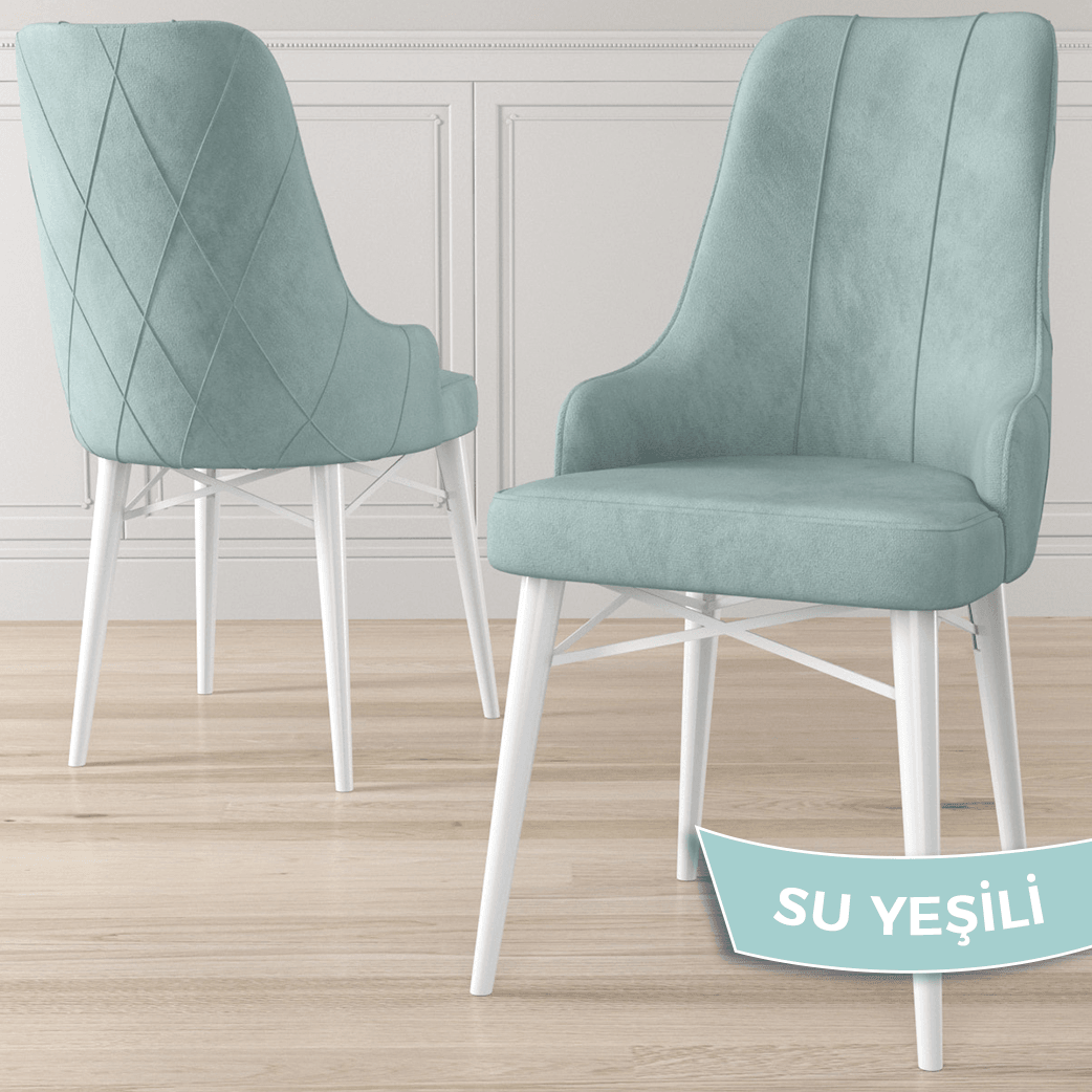 Kar Serisi 80X132 Mdf Açılabilir Beyaz Masa Takımı Ve 6 Sandalye