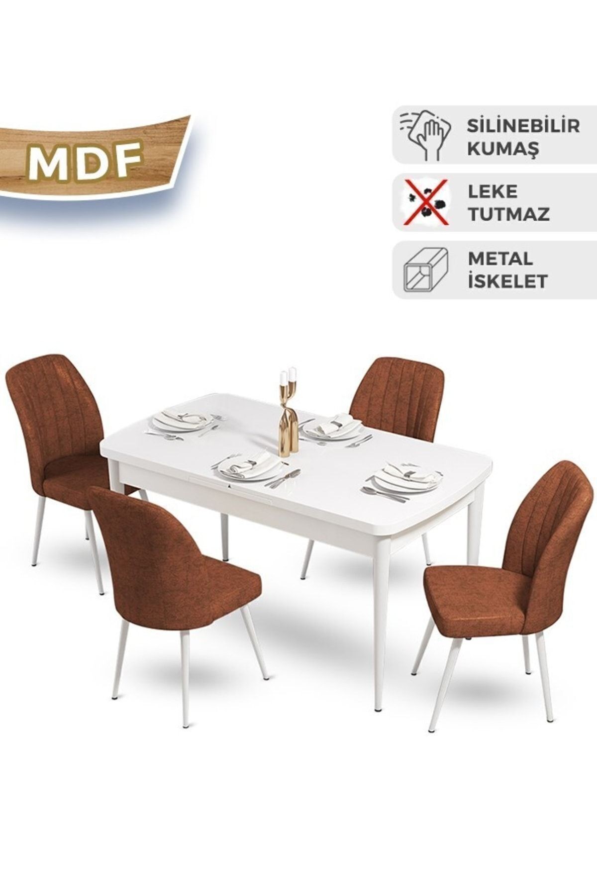 masa beyaz sandalyeler kiremit