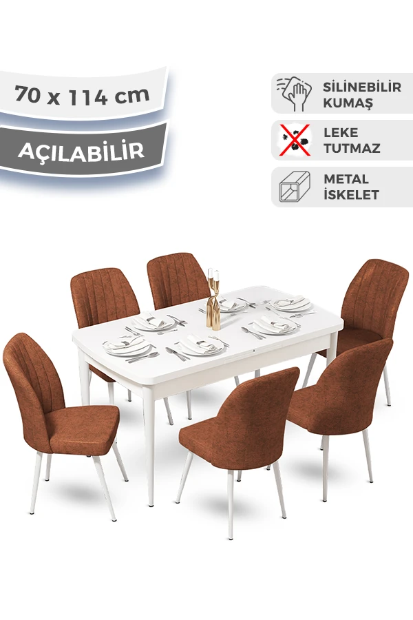 masa beyaz sandalyeler kiremit