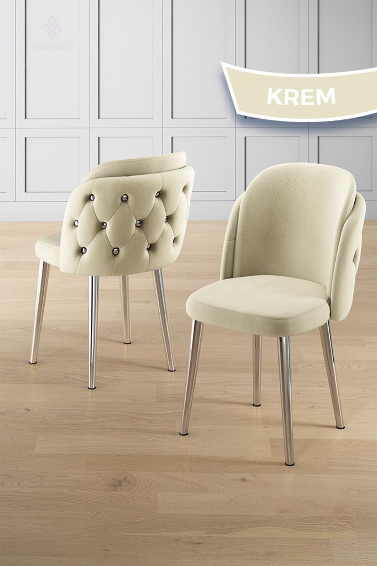 Zae Serisi 90x168 Lak Panel Beyaz Mermer Desen Masa ve 6 Sandalye Krom Kaplama Ayak