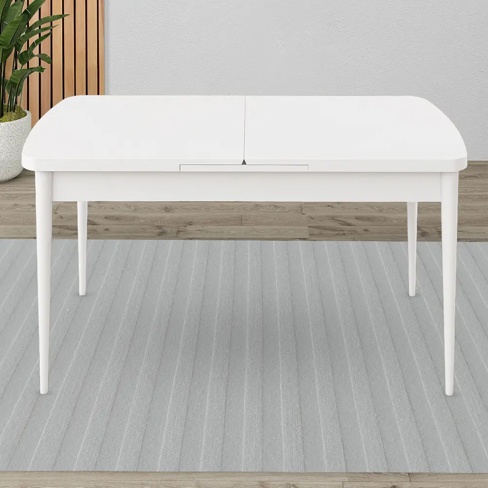 Exve Serisi 80x132 Açılabilir Beyaz Masa Takımı ve 4 Sandalye