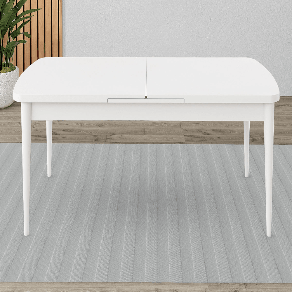  Exve Serisi 80x132 Açılabilir Beyaz Masa Takımı ve 4 Sandalye