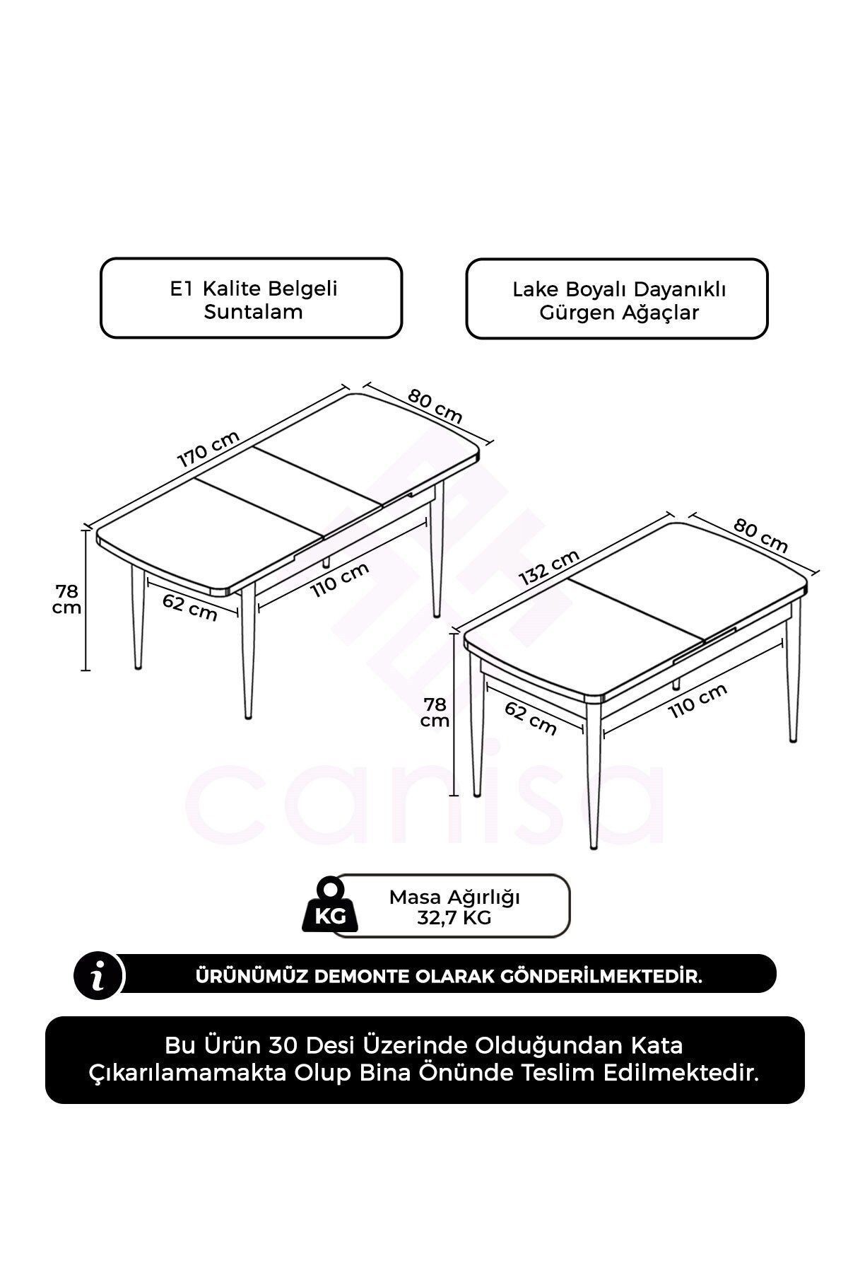 Atlantik Çam 80x132 Açılabilir Ceviz Vernikli Ahşap Ayak Yemek Masası