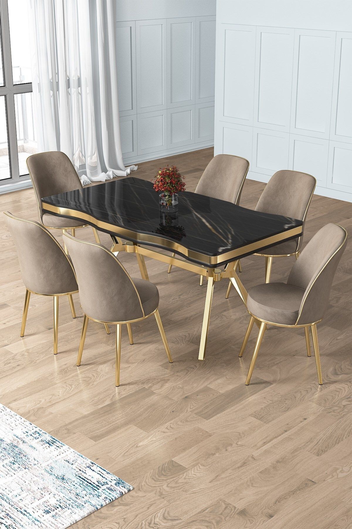 sonata masa cappucino sandalye ayaklar gold
