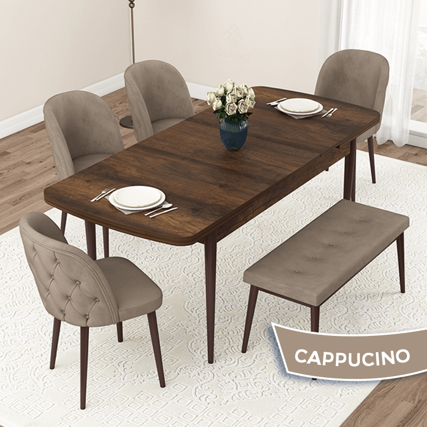 Masa Barok Ahşap Desen Sandalye Cappucino