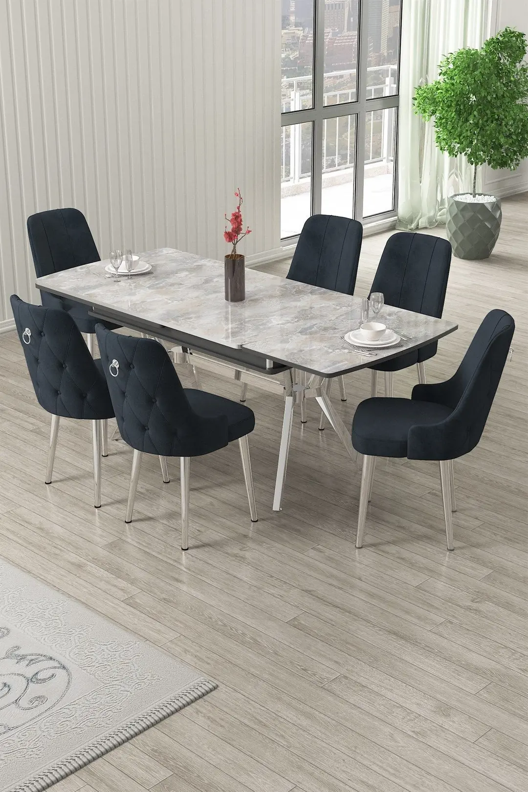 Nis Serisi 89x150 Açılabilir Lak Panel Rampla Gri Masa ve 6