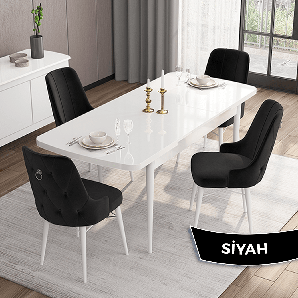 Sandalye Siyah Renk Masa Beyaz