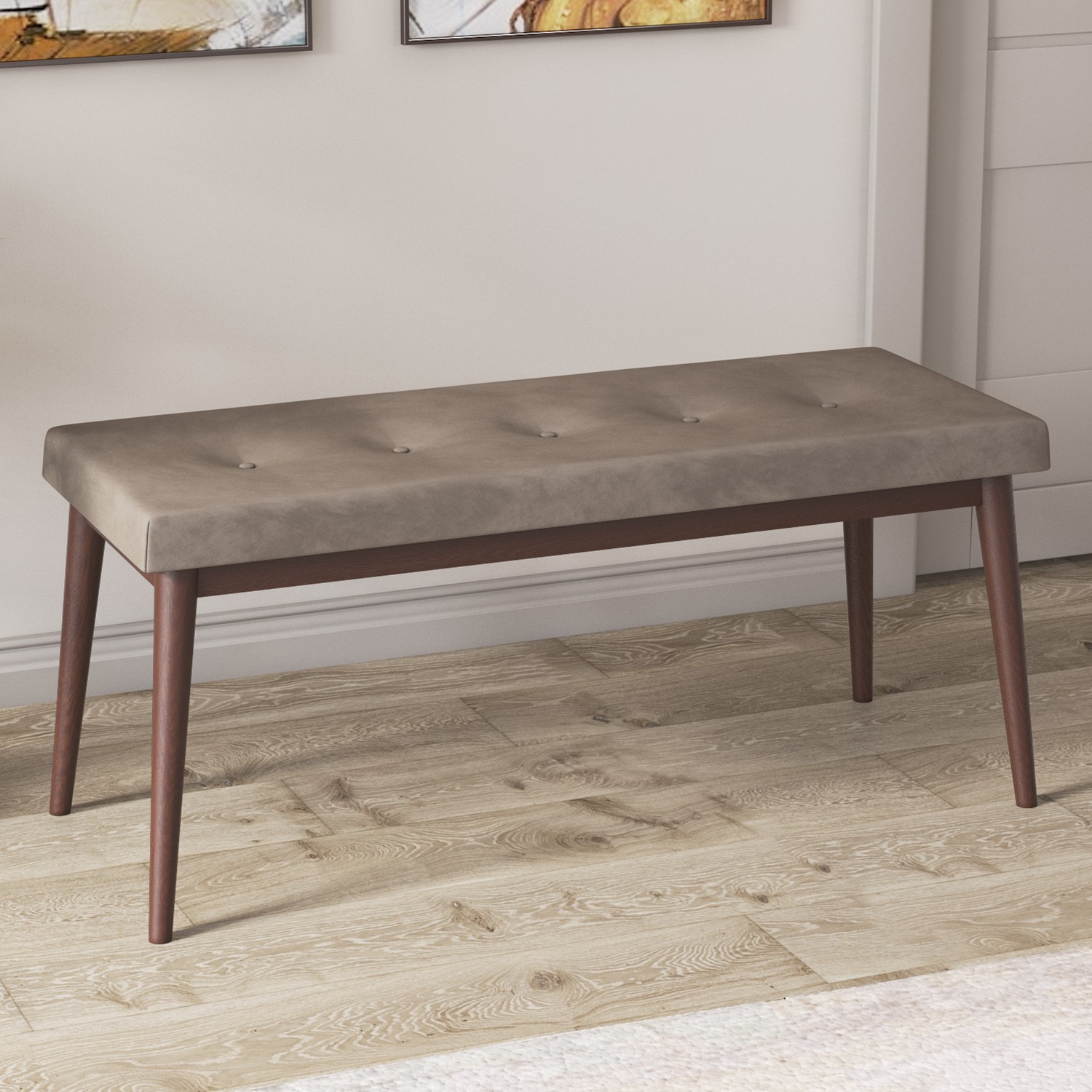 Due Serisi 80x132 Açılabilir Barok Ahşap Desen Masa Takımı 4 Sandalye Ve 1 Bench