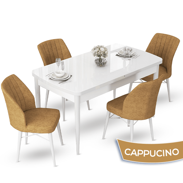 masa beyaz/sandalyeler cappucino