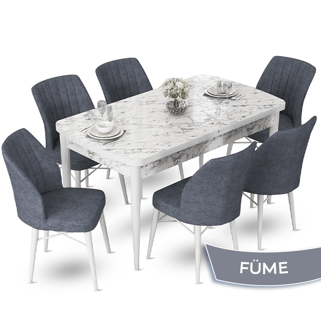 masa beyaz sandalyeler füme