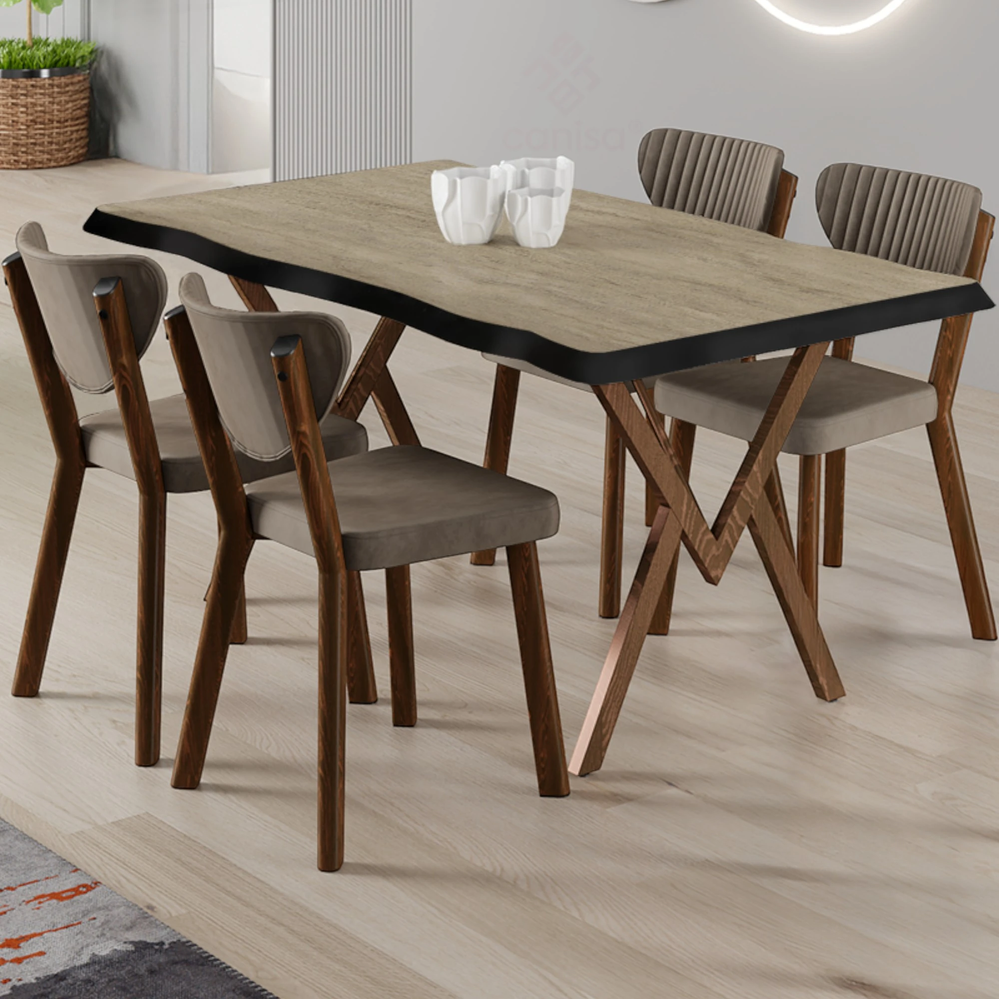 Traverten masa Cappucino Sandalye