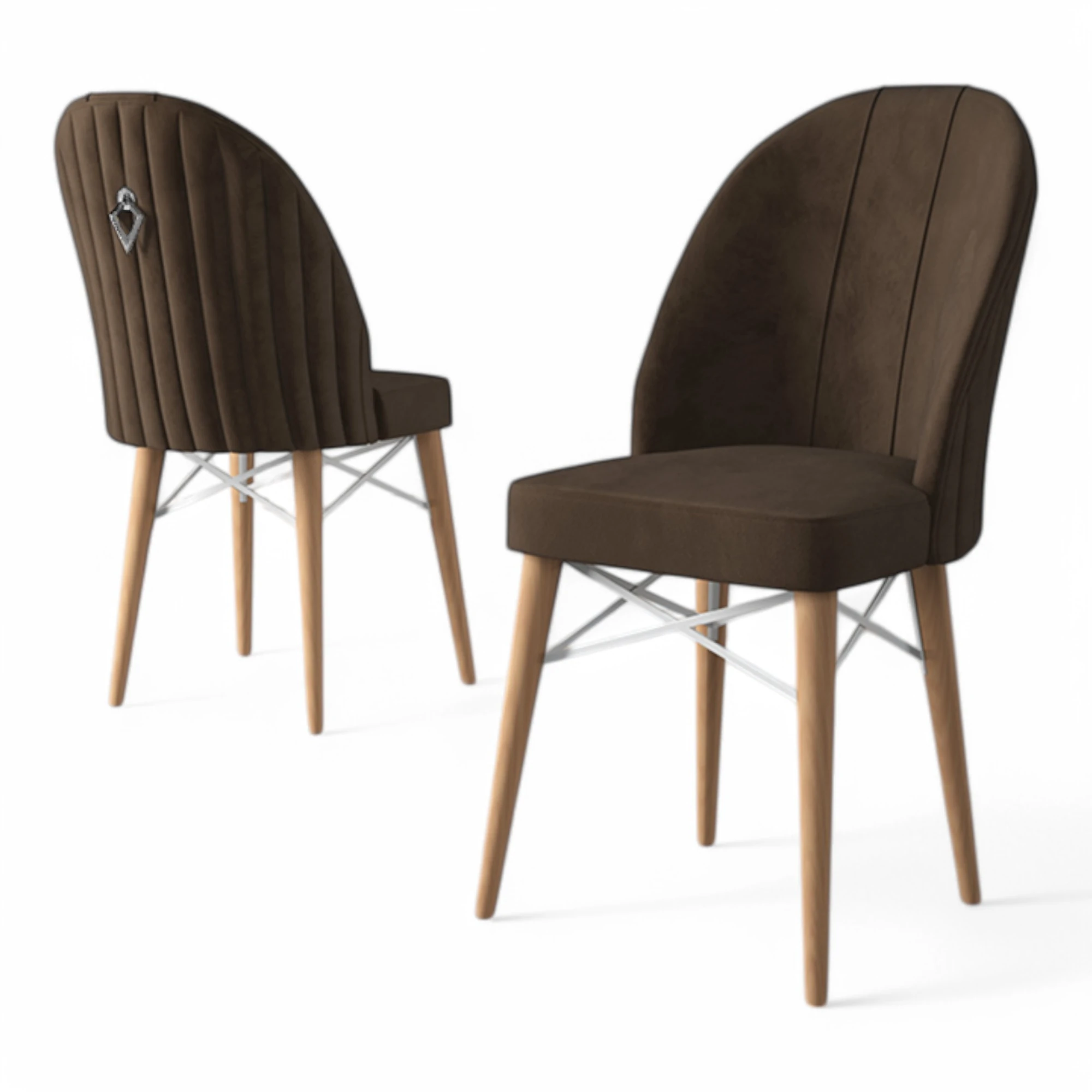 Kahverengi Renk Sandalye / Doğal Ahşap Ayak