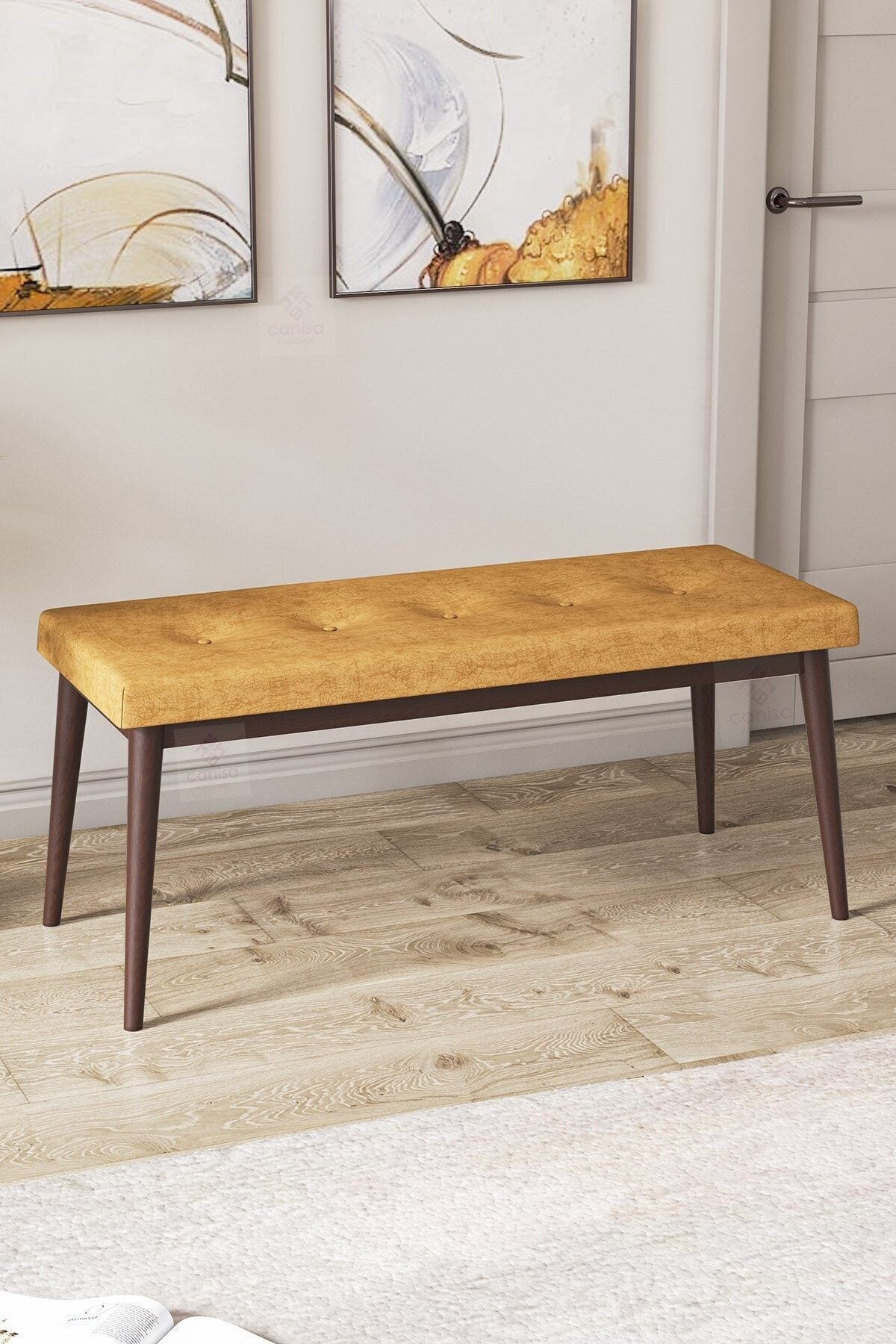 Canisa Pera Serisi Bench,gürgen Tam Isleket 1.sınıf Kumaş / Cappuccino-ceviz