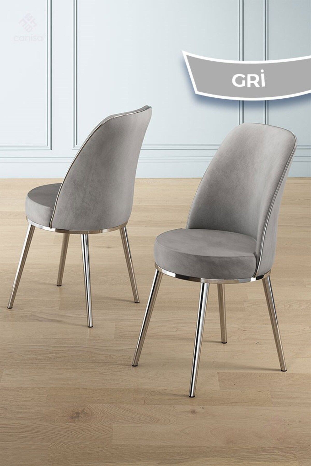 Vals Serisi 80x130 Lak Panel Beyaz Mermer Desen Masa ve 4 Sandalye Krom Kaplama Ayak