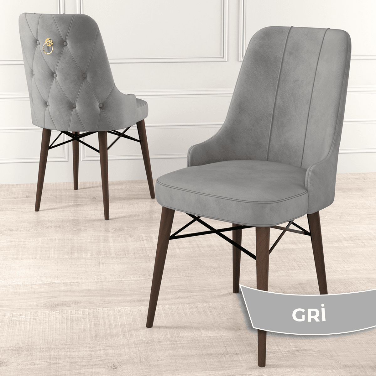 Are Serisi 80x132 Mdf Açılabilir Gold Halka Barok Ahşap Desen Masa Takımı Ve 6 Sandalye