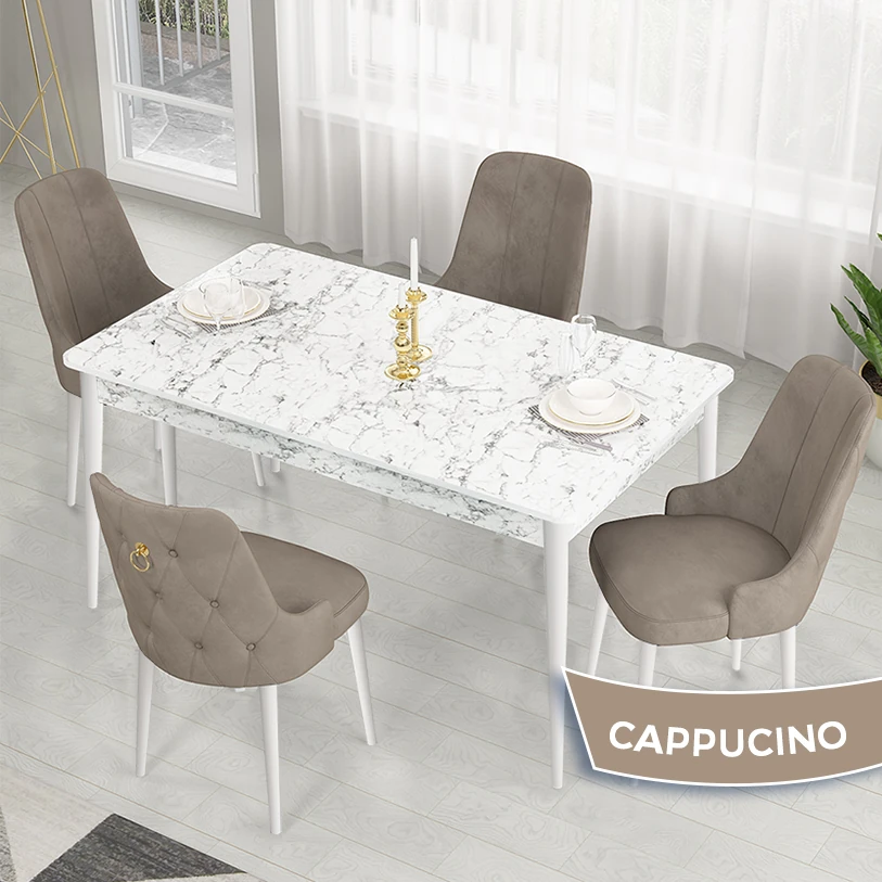 beyaz mermer masa,cappuci̇no sandalye