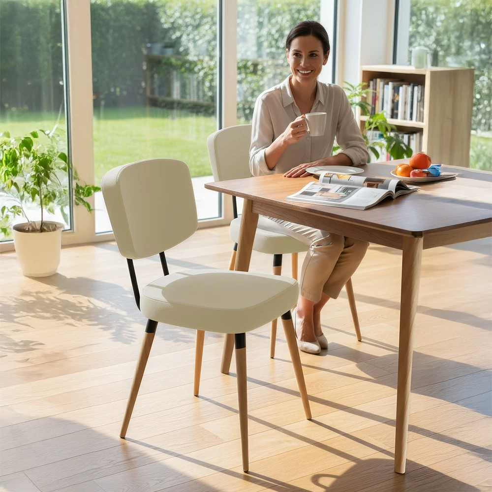 Nubba Serisi 2 adet Mutfak Sandalyesi Gürgen Doğal Ahşap Ayak Siyah Detay