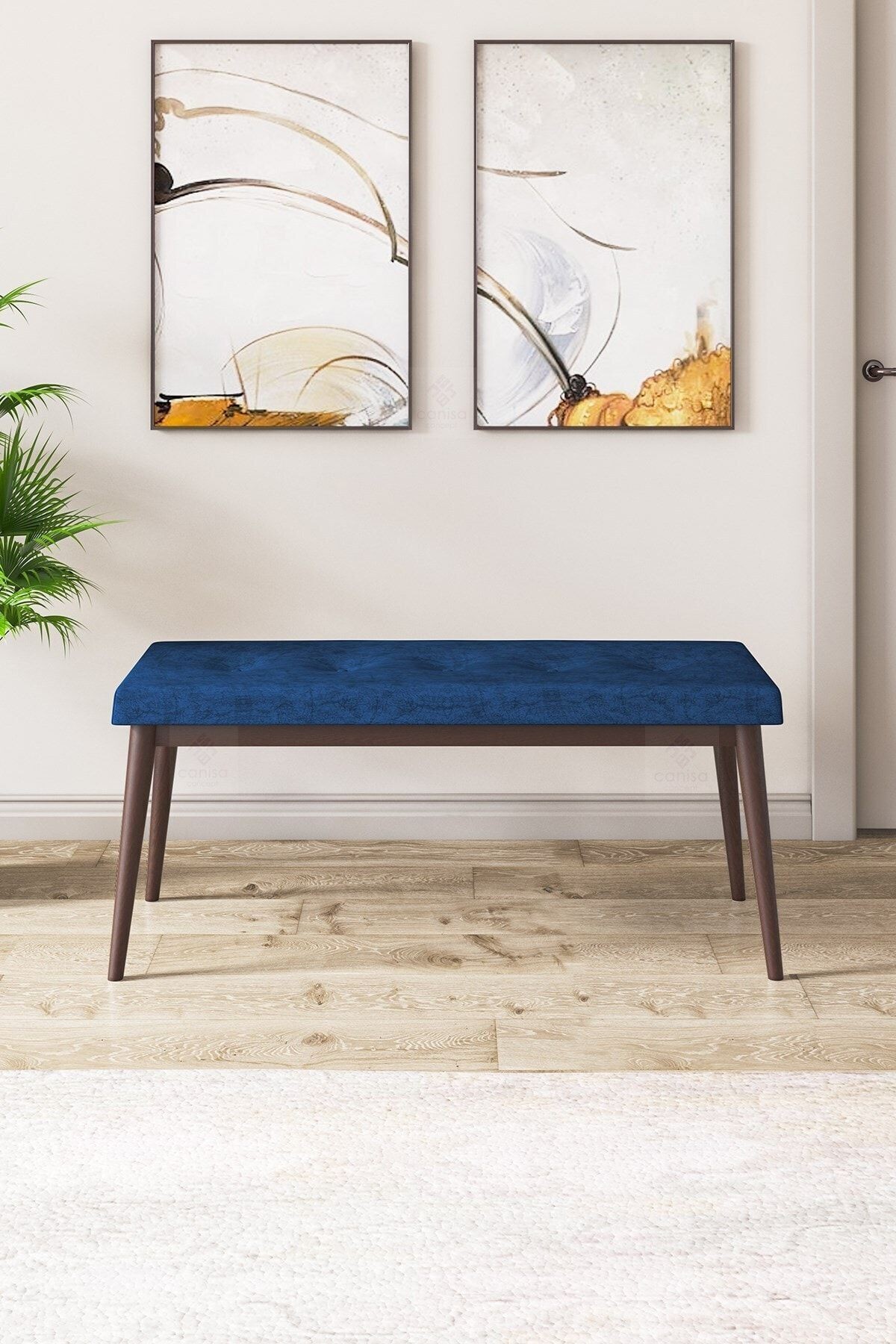 bench lacivert ayaklar ceviz