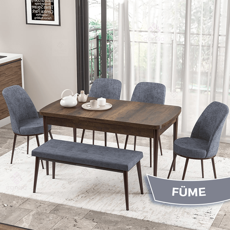 masa barok sandalye ve bench füme