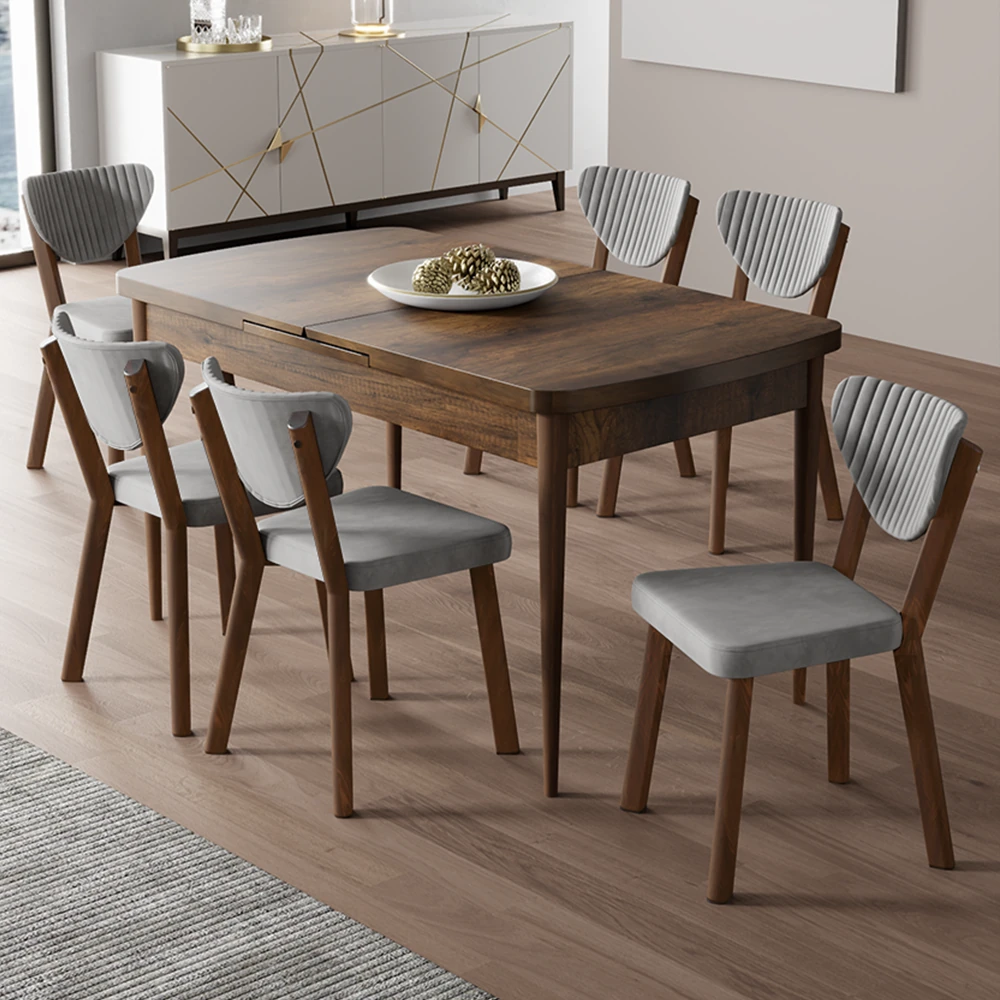 Sandalye Gri Masa Barok Ahşap Desen