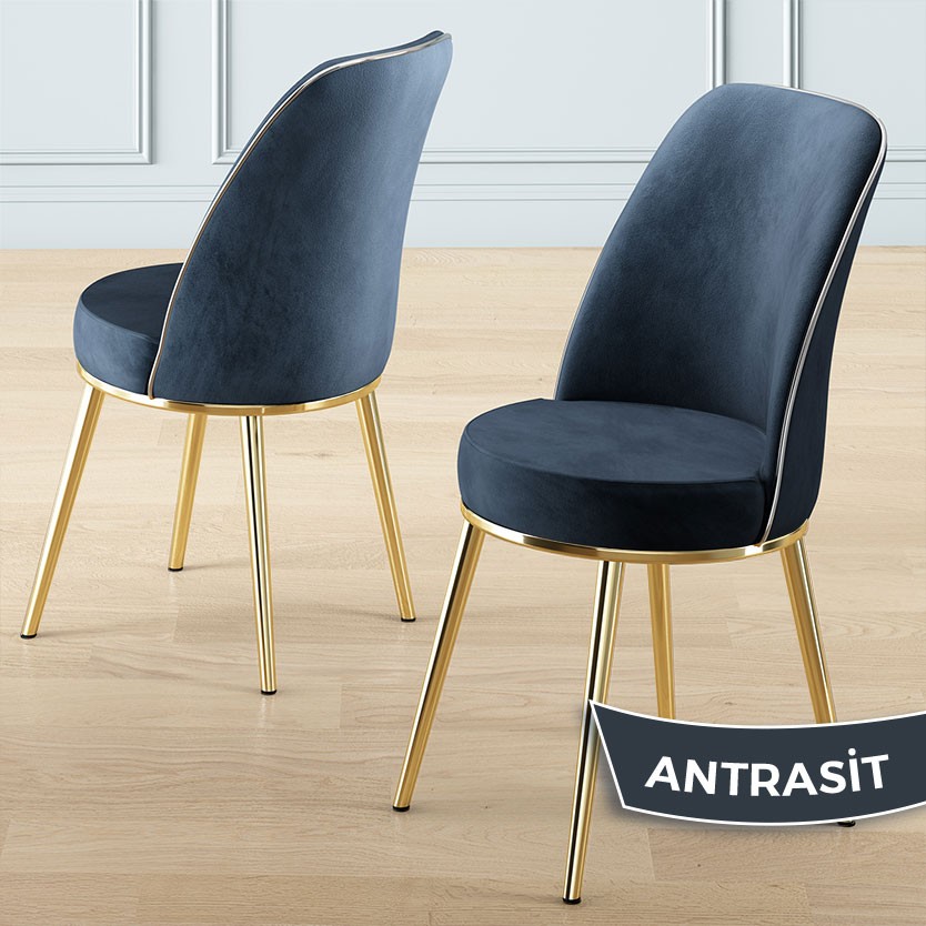 Nira Serisi 70x114 Mdf Açılabilir Beyaz Mutfak Masa Takımı 6 Sandalye Gold Detay