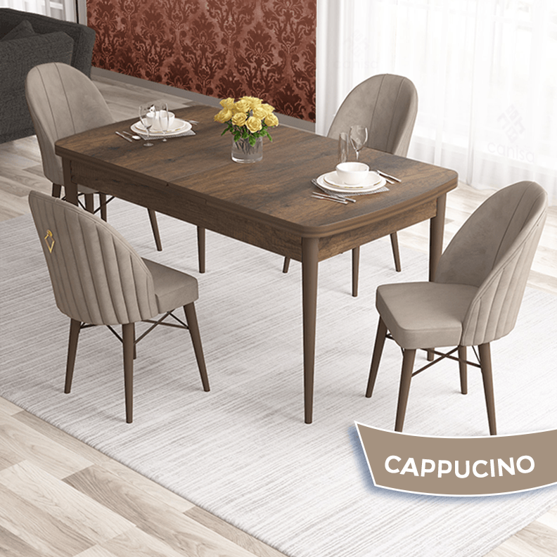 Sandalye Cappucino Masa Barok Ahşap Desen