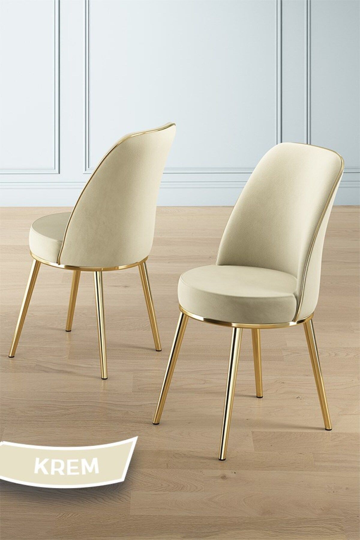 Lai Serisi 90x168 Lak Panel Antrasit İroni Masa ve 6 Sandalye Gold Kaplama Ayak