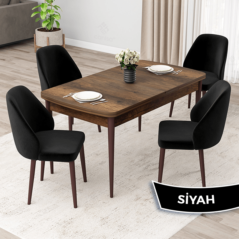masa barok ahşap desen sandalyeler siyah