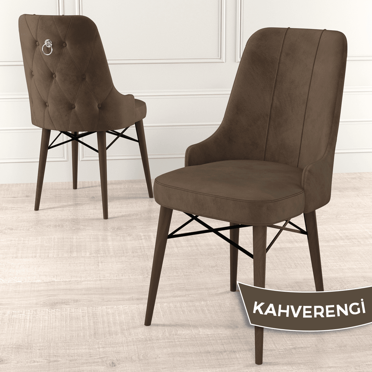 Are Serisi 80x132 Mdf Açılabilir Gümüş Halka Barok Ahşap Desen Masa Takımı 4 Sandalye Ve 1 Bench