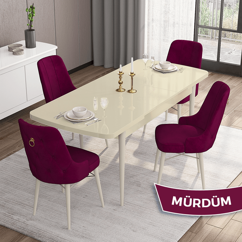 masa krem sandalye mürdüm