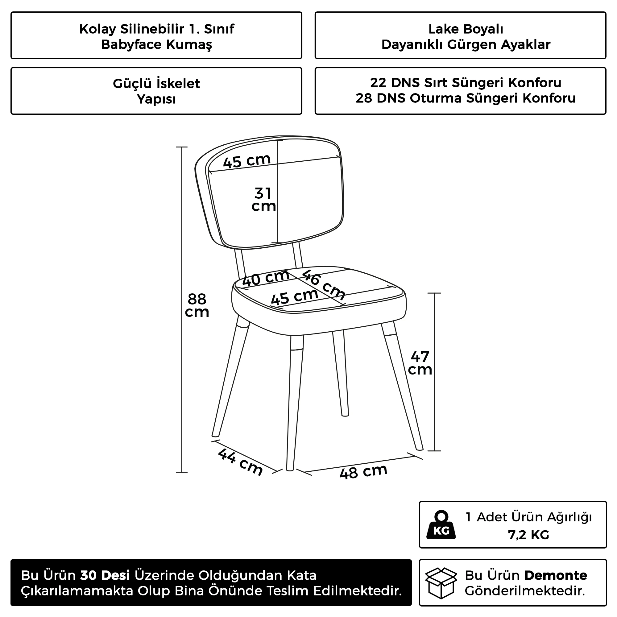 Nubba Serisi 6 adet Mutfak Sandalyesi Gürgen Doğal Ahşap Ayak Beyaz Detay