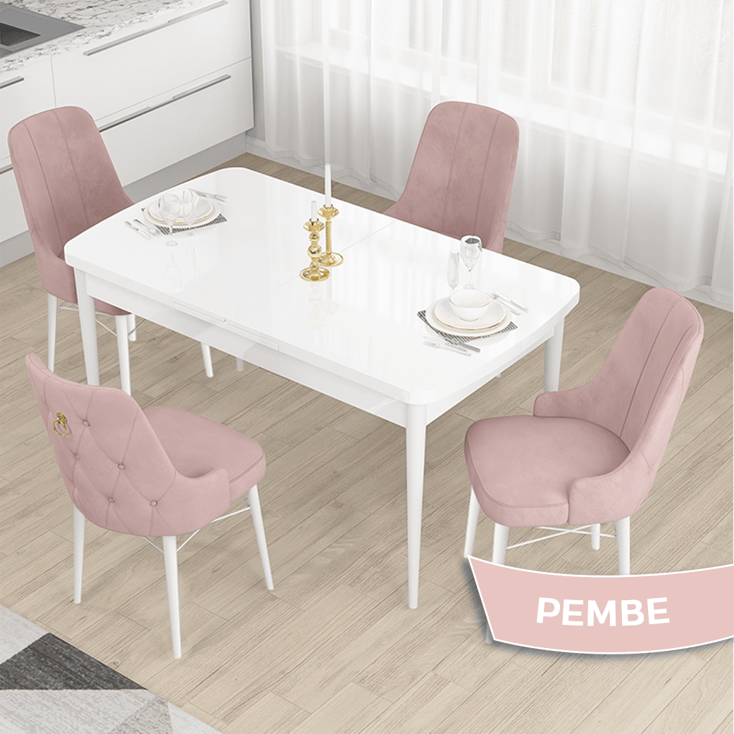 Sandalye Pembe Renk Masa Beyaz